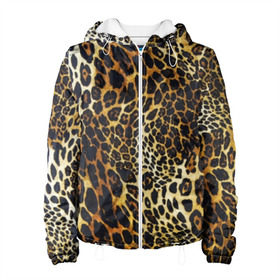 Женская куртка 3D с принтом Шкура леопарда в Новосибирске, ткань верха — 100% полиэстер, подклад — флис | прямой крой, подол и капюшон оформлены резинкой с фиксаторами, два кармана без застежек по бокам, один большой потайной карман на груди. Карман на груди застегивается на липучку | animal | cheeky | dangerous | leopard | nature | pattern | predator | skin | spots | wild | дерзкий | дикий | животное | леопард | опасный | природа | пятна | узор | хищник