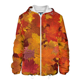 Мужская куртка 3D с принтом Осенние листья в Новосибирске, ткань верха — 100% полиэстер, подклад — флис | прямой крой, подол и капюшон оформлены резинкой с фиксаторами, два кармана без застежек по бокам, один большой потайной карман на груди. Карман на груди застегивается на липучку | Тематика изображения на принте: autumn | bright | flora | leaves | maple | nature | orange | plant | red | season | yellow | время года | желтый | клен | красный | листья | оранжевый | осень | природа | растение | сезон | флора | ярко