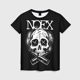 Женская футболка 3D с принтом NOFX в Новосибирске, 100% полиэфир ( синтетическое хлопкоподобное полотно) | прямой крой, круглый вырез горловины, длина до линии бедер | hardcore | nofx | punk | группы | музыка | панк | панк рок | рок | ска панк | скейт панк