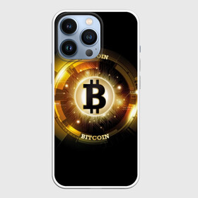 Чехол для iPhone 13 Pro с принтом Золотой биткоин в Новосибирске,  |  | bitcoin | black | business | coin | digital | electronic | emblem | future | golden | money | power | symbol | technology | web | yellow | бизнес | биткоин | будущее | валюта | веб | власть | деньги | желтый | жетон | золотой | криптовалюта | монета | сим