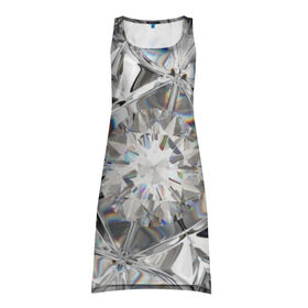 Платье-майка 3D с принтом Бриллиантовый блеск в Новосибирске, 100% полиэстер | полуприлегающий силуэт, широкие бретели, круглый вырез горловины, удлиненный подол сзади. | Тематика изображения на принте: cut | diamond | gem | glitter | jewel | kaleidoscope | luxury | shine | sparkle | white | алмаз | белый | блеск | бриллиант | диамант | драгоценность | драгоценный камень | калейдоскоп | люкс | огранка | роскошь | сверкать | сияние