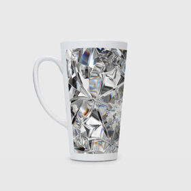Кружка Латте с принтом Бриллиантовый блеск в Новосибирске, Белая керамика | Объем 480 мл; Высота 150 мм; Диаметр 90 мм | cut | diamond | gem | glitter | jewel | kaleidoscope | luxury | shine | sparkle | white | алмаз | белый | блеск | бриллиант | диамант | драгоценность | драгоценный камень | калейдоскоп | люкс | огранка | роскошь | сверкать | сияние