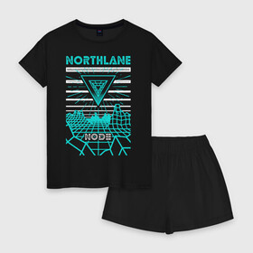 Женская пижама с шортиками хлопок с принтом Northlane в Новосибирске, 100% хлопок | футболка прямого кроя, шорты свободные с широкой мягкой резинкой | discoveries | mesmer | node | northlane | singularity | группы | метал | музыка | рок