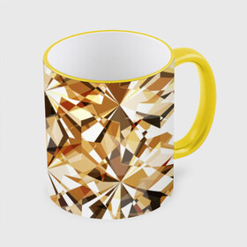 Кружка с полной запечаткой с принтом Желтые бриллианты в Новосибирске, керамика | ёмкость 330 мл | cut | diamond | gem | glitter | gold | jewel | kaleidoscope | luxury | shine | sparkle | white | yellow | алмаз | белый | блеск | бриллиант | диамант | драгоценность | драгоценный камень | желтый | золотой | калейдоскоп | люкс | огранка