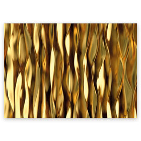 Поздравительная открытка с принтом Золотые волны в Новосибирске, 100% бумага | плотность бумаги 280 г/м2, матовая, на обратной стороне линовка и место для марки
 | abstraction | cool | glitter | gold | lines | luxury | metal | ribbons | shine | texture | абстракция | блеск | волны | золото | круто | ленты | линии | металл | прикольно | роскошь | сиять | текстура