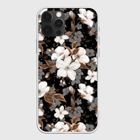 Чехол для iPhone 12 Pro Max с принтом Белые цветы в Новосибирске, Силикон |  | black | bud | cute | flora | flowers | golden | leaves | plant | romance | spring | tenderness | white | yellow | белый | бутон | весна | желтый | золотой | листья | мило | нежность | растение | романтика | флора | цветы | черный