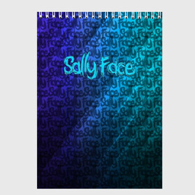 Скетчбук с принтом Sally Face (Pattern) в Новосибирске, 100% бумага
 | 48 листов, плотность листов — 100 г/м2, плотность картонной обложки — 250 г/м2. Листы скреплены сверху удобной пружинной спиралью | 2019 | 3d | pattern | sally face | tekstura | абстракция | градиент | игра | лого | логотип | надпись | паттерн | стиль | текстура
