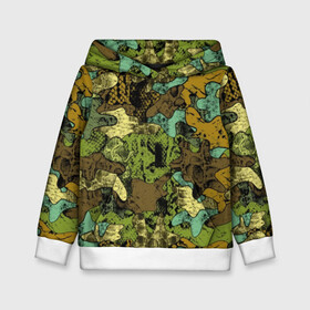 Детская толстовка 3D с принтом Камуфляж в Новосибирске, 100% полиэстер | двухслойный капюшон со шнурком для регулировки, мягкие манжеты на рукавах и по низу толстовки, спереди карман-кенгуру с мягким внутренним слоем | Тематика изображения на принте: abstraction | army | art | background | blue | camouflage | clothing | color | green | marsh | pattern | snake | stencil | uniform | абстракция | армия | арт | болотный | зеленый | змея | камуфляж | одежда | трафарет | узор | униформа | фон | цв