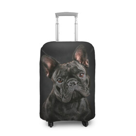 Чехол для чемодана 3D с принтом Французский бульдог в Новосибирске, 86% полиэфир, 14% спандекс | двустороннее нанесение принта, прорези для ручек и колес | animal | background | beast | black | breed | bulldog | cool | cute | dog | ears | french | jaw | look | muzzle | portrait | wool | бульдог | взгляд | животное | зверь | милый | пёс | порода | портрет | прикольно | псина | собака | уши | фон | фра