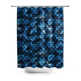 Штора 3D для ванной с принтом Синяя чешуя в Новосибирске, 100% полиэстер | плотность материала — 100 г/м2. Стандартный размер — 146 см х 180 см. По верхнему краю — пластиковые люверсы для креплений. В комплекте 10 пластиковых колец | blue | color | fish | gray | mermaid | neyad | pattern | scales | sea | shiny | siren | skin | turquoise | wallpaper | water | бирюзовый | блестящий | вода | кожа | море | неяда | обои | паттерн | русалка | рыба | серый | синий | сирена | цвет |