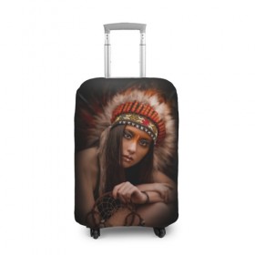 Чехол для чемодана 3D с принтом Индейская девушка в Новосибирске, 86% полиэфир, 14% спандекс | двустороннее нанесение принта, прорези для ручек и колес | american | beauty | body | costume | dark | ethnic | face | girl | hair | look | national | nature | race | shaman | взгляд | волосы | девушка | женщина | индейский | индейцы | кор | костюм | краснокожий | красный | красота | лицо | ловец снов | макияж | 