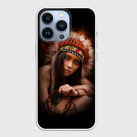 Чехол для iPhone 13 Pro с принтом Индейская девушка в Новосибирске,  |  | american | beauty | body | costume | dark | ethnic | face | girl | hair | look | national | nature | race | shaman | взгляд | волосы | девушка | женщина | индейский | индейцы | кор | костюм | краснокожий | красный | красота | лицо | ловец снов | макияж | 