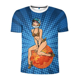 Мужская футболка 3D спортивная с принтом Пин - ап девушка ретро в Новосибирске, 100% полиэстер с улучшенными характеристиками | приталенный силуэт, круглая горловина, широкие плечи, сужается к линии бедра | 