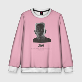 Детский свитшот 3D с принтом Tyler, The Creator (IGOR) в Новосибирске, 100% полиэстер | свободная посадка, прямой крой, мягкая тканевая резинка на рукавах и понизу свитшота | Тематика изображения на принте: bomb | boy | cherry | creator | flower | igor | rap | tayler | the | tyler | альбом | игорь | криэйтор | музыка | реп | рэп | тайлер