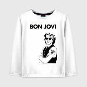 Детский лонгслив хлопок с принтом Bon Jovi в Новосибирске, 100% хлопок | круглый вырез горловины, полуприлегающий силуэт, длина до линии бедер | Тематика изображения на принте: bon jovi | альбом | арена | бон | бон джови | глэм | группа | джови | джон | метал | музыка | надпись | песни | поп | попрок | рок | рокер | смайл | солист | софт | стена | хард | хеви | хевиметал