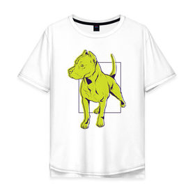 Мужская футболка хлопок Oversize с принтом Питбуль в Новосибирске, 100% хлопок | свободный крой, круглый ворот, “спинка” длиннее передней части | dog | pitbull | питбули | питбуль | собака | собаки