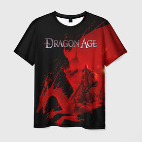 Мужская футболка 3D с принтом Dragon Age в Новосибирске, 100% полиэфир | прямой крой, круглый вырез горловины, длина до линии бедер | dragon age | gamer | grey wardens | inquisition | игры | инквизиция | компьютерные игры | серые стражи