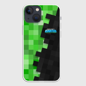 Чехол для iPhone 13 mini с принтом Minecraft EARTH в Новосибирске,  |  | craft | creeper | earth | game | green | logo | mine | minecraft | mobile | online | world | зеленый | земля | зомби | игра | крипер | лого | майкрафт | майнкрафт | мир | мобайл | онлайн | планета | синий | текстура