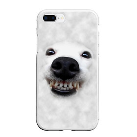Чехол для iPhone 7Plus/8 Plus матовый с принтом Собака - улыбака в Новосибирске, Силикон | Область печати: задняя сторона чехла, без боковых панелей | Тематика изображения на принте: животные | зубы | мордочка | пес | прикол | смешная | собака | улыбака | улыбка | щенок | юмор