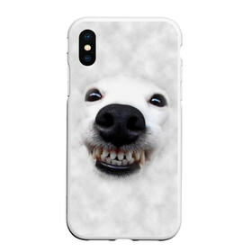 Чехол для iPhone XS Max матовый с принтом Собака - улыбака в Новосибирске, Силикон | Область печати: задняя сторона чехла, без боковых панелей | Тематика изображения на принте: животные | зубы | мордочка | пес | прикол | смешная | собака | улыбака | улыбка | щенок | юмор