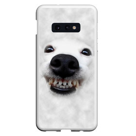 Чехол для Samsung S10E с принтом Собака - улыбака в Новосибирске, Силикон | Область печати: задняя сторона чехла, без боковых панелей | Тематика изображения на принте: животные | зубы | мордочка | пес | прикол | смешная | собака | улыбака | улыбка | щенок | юмор