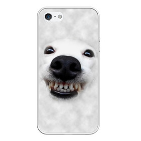 Чехол для iPhone 5/5S матовый с принтом Собака - улыбака в Новосибирске, Силикон | Область печати: задняя сторона чехла, без боковых панелей | Тематика изображения на принте: животные | зубы | мордочка | пес | прикол | смешная | собака | улыбака | улыбка | щенок | юмор