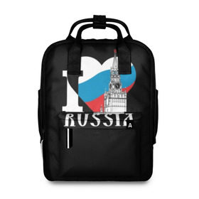 Женский рюкзак 3D с принтом Я люблю Россию в Новосибирске, 100% полиэстер | лямки с регулируемой длиной, сверху ручки, чтобы рюкзак нести как сумку. Основное отделение закрывается на молнию, как и внешний карман. Внутри два дополнительных кармана, один из которых закрывается на молнию. По бокам два дополнительных кармашка, куда поместится маленькая бутылочка
 | Тематика изображения на принте: black | blue | clock | flag | heart | homeland | kremlin | moscow | patriot | patriotism | red | red square | russia | slogan | text | tower | white | башня | белый | красная площадь | красный | кремль | лозунг | москва | патриот | патриотизм | родина | р