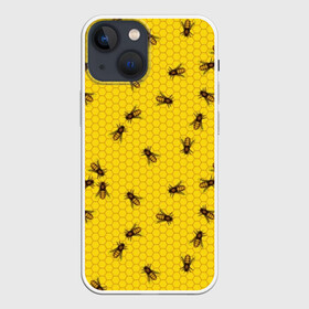 Чехол для iPhone 13 mini с принтом Пчелы в сотах в Новосибирске,  |  | bee | beehive | brown | bug | honey | honeycomb | insect | toiler | yellow | букашка | желтый | коричневый | мёд | насекомое | пчела | соты | труженик | улей