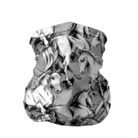Бандана-труба 3D с принтом Белые лошади в Новосибирске, 100% полиэстер, ткань с особыми свойствами — Activecool | плотность 150‒180 г/м2; хорошо тянется, но сохраняет форму | animal | black | cool | gray | hooves | horse | illustration | mane | mustang | muzzle | running | speed | tail | white | бег | белый | грива | животное | иллюстрация | копыта | лошадь | мустанг | прикольно | серый | скорость | хвост | черный