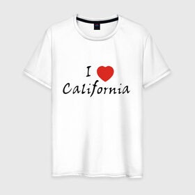 Мужская футболка хлопок с принтом I Love California в Новосибирске, 100% хлопок | прямой крой, круглый вырез горловины, длина до линии бедер, слегка спущенное плечо. | 