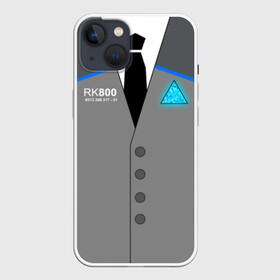 Чехол для iPhone 13 с принтом RK800 CONNOR в Новосибирске,  |  | action | ai | android | connor | dbhpk19 | detroit become human | rk 800 | rk 900 | андроиды | детектив | игра | интерактивное кино | кара | коннор | логотип | маркус | роботы | фирменный стиль | экшн