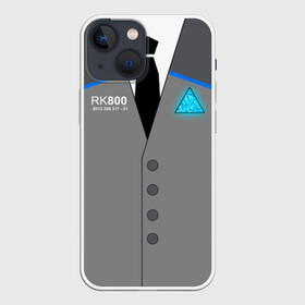 Чехол для iPhone 13 mini с принтом RK800 CONNOR в Новосибирске,  |  | action | ai | android | connor | dbhpk19 | detroit become human | rk 800 | rk 900 | андроиды | детектив | игра | интерактивное кино | кара | коннор | логотип | маркус | роботы | фирменный стиль | экшн