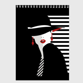 Скетчбук с принтом Fashion в Новосибирске, 100% бумага
 | 48 листов, плотность листов — 100 г/м2, плотность картонной обложки — 250 г/м2. Листы скреплены сверху удобной пружинной спиралью | abstraction | black | clothes | ear | face | fashion | girl | gray | hat | makeup | motto | red | slogan | stripes | style | tie | white | woman | young | абстракция | белый | галстук | девиз | девушка | женщина | красный | лицо | макияж | мода | молодая 