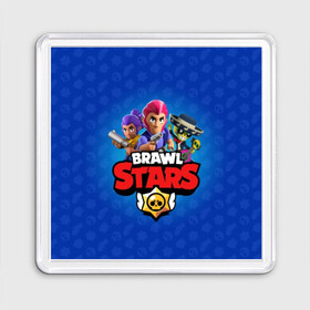 Магнит 55*55 с принтом BRAWL STARS в Новосибирске, Пластик | Размер: 65*65 мм; Размер печати: 55*55 мм | brawl | bull | colt | crow | el primo | game | games | leon | moba | online | penny | poco | shelly | spike | star | stars | wanted | брав | бравл | браво | звезда | звезды | игра | игры | лого | моба | онлайн | старс