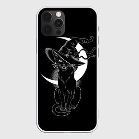 Чехол для iPhone 12 Pro Max с принтом Кошка колдунья в Новосибирске, Силикон |  | black | cat | cl | crescent | fangs | halloween | hat | holiday | hunter | kitty | magic | month | moon | mystic | night | predator | white | witch | белый | ведьма | киса | клыки | когти | колдовство | кот | котэ | кошка | луна | магия | месяц | мистика 