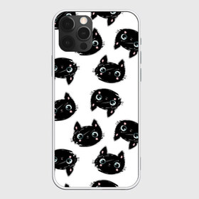 Чехол для iPhone 12 Pro Max с принтом Котики в Новосибирске, Силикон |  | Тематика изображения на принте: голова | клипарт | кот | котейка | котик | кошатник | кошка | паттерн | черный кот