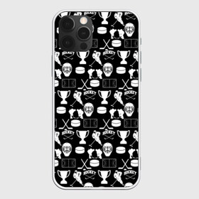 Чехол для iPhone 12 Pro Max с принтом ХОККЕЙ в Новосибирске, Силикон |  | black and white | hockey | pattern | russia | sport | надписи | паттерн | россия | сборная хоккея | символика | спорт | спортсмен | текстура | хоккей | чемпионат | черно белый | я русский