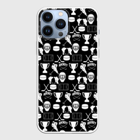 Чехол для iPhone 13 Pro Max с принтом ХОККЕЙ в Новосибирске,  |  | black and white | hockey | pattern | russia | sport | надписи | паттерн | россия | сборная хоккея | символика | спорт | спортсмен | текстура | хоккей | чемпионат | черно белый | я русский