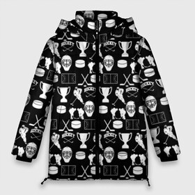 Женская зимняя куртка 3D с принтом ХОККЕЙ в Новосибирске, верх — 100% полиэстер; подкладка — 100% полиэстер; утеплитель — 100% полиэстер | длина ниже бедра, силуэт Оверсайз. Есть воротник-стойка, отстегивающийся капюшон и ветрозащитная планка. 

Боковые карманы с листочкой на кнопках и внутренний карман на молнии | black and white | hockey | pattern | russia | sport | надписи | паттерн | россия | сборная хоккея | символика | спорт | спортсмен | текстура | хоккей | чемпионат | черно белый | я русский