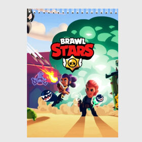 Скетчбук с принтом BRAWL STARS в Новосибирске, 100% бумага
 | 48 листов, плотность листов — 100 г/м2, плотность картонной обложки — 250 г/м2. Листы скреплены сверху удобной пружинной спиралью | brawl | bull | colt | crow | el primo | game | games | leon | moba | online | penny | poco | shelly | spike | star | stars | wanted | брав | бравл | браво | звезда | звезды | игра | игры | лого | моба | онлайн | старс