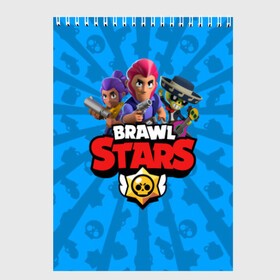 Скетчбук с принтом BRAWL STARS в Новосибирске, 100% бумага
 | 48 листов, плотность листов — 100 г/м2, плотность картонной обложки — 250 г/м2. Листы скреплены сверху удобной пружинной спиралью | android | brawl stars | bull | colt | games | mobile game | stars | берли | бо | брок | ворон | джесси | динамайк | дэррил | игры | кольт | леон | мобильные игры | мортис | нита | пайпер | пенни | поко | пэм | рикошет | спайк | тара | фрэн