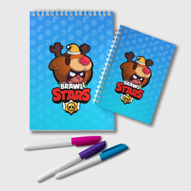 Блокнот с принтом Nita - BRAWL STARS в Новосибирске, 100% бумага | 48 листов, плотность листов — 60 г/м2, плотность картонной обложки — 250 г/м2. Листы скреплены удобной пружинной спиралью. Цвет линий — светло-серый
 | Тематика изображения на принте: brawl | bull | colt | crow | el primo | game | games | leon | moba | nita | online | penny | poco | shelly | spike | star | stars | wanted | брав | бравл | браво | звезда | звезды | игра | игры | онлайн | старс