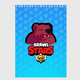 Скетчбук с принтом Bear - BRAWL STARS в Новосибирске, 100% бумага
 | 48 листов, плотность листов — 100 г/м2, плотность картонной обложки — 250 г/м2. Листы скреплены сверху удобной пружинной спиралью | bear | brawl | bull | colt | crow | el primo | game | games | leon | moba | online | penny | poco | shelly | spike | star | stars | wanted | брав | бравл | браво | звезда | звезды | игра | игры | моба | онлайн | старс