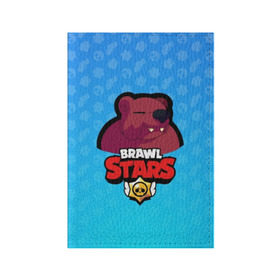 Обложка для паспорта матовая кожа с принтом Bear - BRAWL STARS в Новосибирске, натуральная матовая кожа | размер 19,3 х 13,7 см; прозрачные пластиковые крепления | Тематика изображения на принте: bear | brawl | bull | colt | crow | el primo | game | games | leon | moba | online | penny | poco | shelly | spike | star | stars | wanted | брав | бравл | браво | звезда | звезды | игра | игры | моба | онлайн | старс