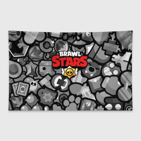 Флаг-баннер с принтом BRAWL STARS в Новосибирске, 100% полиэстер | размер 67 х 109 см, плотность ткани — 95 г/м2; по краям флага есть четыре люверса для крепления | brawl | bull | colt | crow | el primo | game | games | leon | moba | online | penny | poco | shelly | spike | star | stars | wanted | брав | бравл | браво | звезда | звезды | игра | игры | лого | моба | онлайн | старс