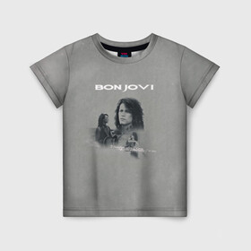 Детская футболка 3D с принтом Bon Jovi в Новосибирске, 100% гипоаллергенный полиэфир | прямой крой, круглый вырез горловины, длина до линии бедер, чуть спущенное плечо, ткань немного тянется | Тематика изображения на принте: bon jovi | альбом | арена | бон | бон джови | глэм | группа | джови | джон | метал | музыка | надпись | песни | поп | попрок | рок | рокер | смайл | солист | софт | стена | хард | хеви | хевиметал