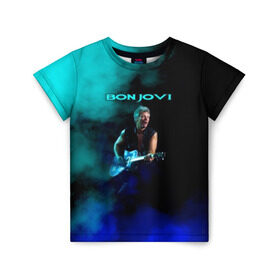 Детская футболка 3D с принтом Bon Jovi в Новосибирске, 100% гипоаллергенный полиэфир | прямой крой, круглый вырез горловины, длина до линии бедер, чуть спущенное плечо, ткань немного тянется | bon jovi | john | альбом | арена | бон | бон джови | глэм | группа | джови | джон | метал | музыка | надпись | песни | поп | попрок | рок | рокер | смайл | солист | софт | стена | хард | хеви | хевиметал