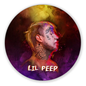 Коврик для мышки круглый с принтом Lil Peep ART в Новосибирске, резина и полиэстер | круглая форма, изображение наносится на всю лицевую часть | 