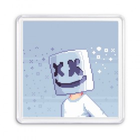 Магнит 55*55 с принтом Marshmello Pixel в Новосибирске, Пластик | Размер: 65*65 мм; Размер печати: 55*55 мм | Тематика изображения на принте: fortnite | joytime | marshmallow | marshmello | маршмелло | маршмеллоу | фортнайт