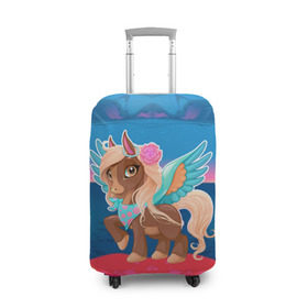 Чехол для чемодана 3D с принтом Милый единорог в Новосибирске, 86% полиэфир, 14% спандекс | двустороннее нанесение принта, прорези для ручек и колес | Тематика изображения на принте: pony | грива | девочка | единорог | конь | копыта | красивая | лошадка | лошадь | милая | пони | природа закат | радуга